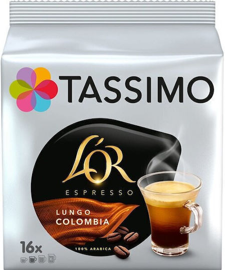 Tassimo Κάψουλες Espresso L'or Colombia Lungo Συμβατές με Μηχανή Tassimo 16caps