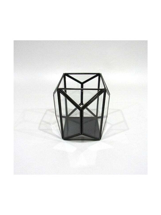 Tabletop Glass Lantern Black 15x15x16cm