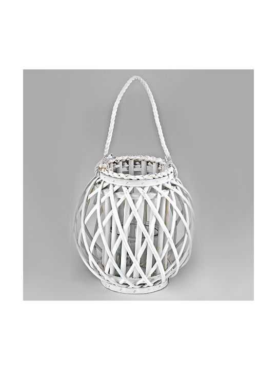 Palma Emporio Tabletop Wooden Lantern White 28cm