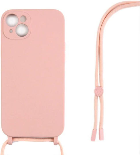 Rixus Back Cover Silicon cu Curea Roz (iPhone 14 Plus)