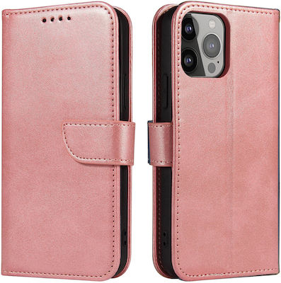 Magnet Wallet Silicone / Leather Pink (iPhone 15 Pro)