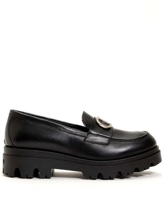 Twinset Girls Leather Moccasins Black