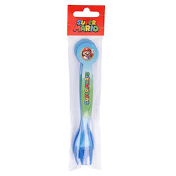 Stor Baby Löffel & Gabel Set aus Blauem Kunststoff