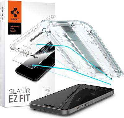 Spigen tR EZ Fit 2-pack 0.2mm Vollflächig gehärtetes Glas 2Stück (iPhone 15 Plus / 16 Plus) AGL06883