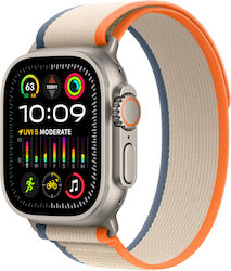 Apple Watch Ultra 2 Trail Loop (S/M) Titanium 49mm Αδιάβροχο με eSIM και Παλμογράφο (Orange/Beige Trail Loop - S/M)