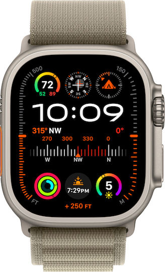 Apple Watch Ultra 2 Titanium 49mm Waterproof with eSIM and Heart Rate Monitor (Olive Alpine Loop - Large - Large)
