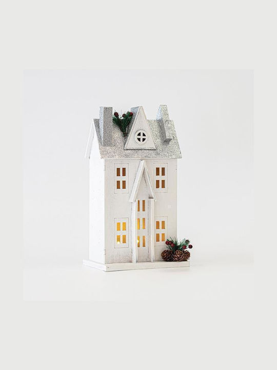 Eurolamp Illuminated Christmas Decorative Wood Battery House 31x17x11cm White