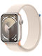 Apple Watch Series 9 Aluminium 45mm Waterproof with Heart Rate Monitor (Starlight with Starlight Sport Loop)