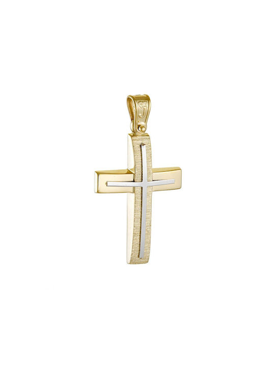 Papoulidis Jewellery Herren Gold Kreuz 14K mit Kette