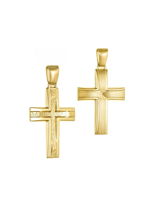 Papoulidis Jewellery Herren Gold Kreuz 14K mit Kette