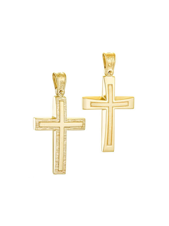 Papoulidis Jewellery Herren Gold Kreuz 14K mit Kette