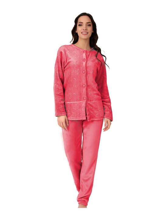 Lydia Creations Winter Women's Pyjama Set Fleece Orange