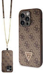 Guess Strass Triangle Metal Logo Plastic Back Cover with Strap Brown (iPhone 15 Pro MaxiPhone 15 Pro Max)