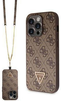 Guess Strass Triangle Metal Logo Plastic Back Cover with Strap Brown (iPhone 15 ProApple iPhone 15 Pro)