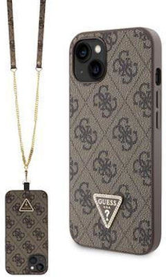 Guess Strass Triangle Metal Logo Plastic Back Cover with Strap Brown (iPhone 15iPhone 15)
