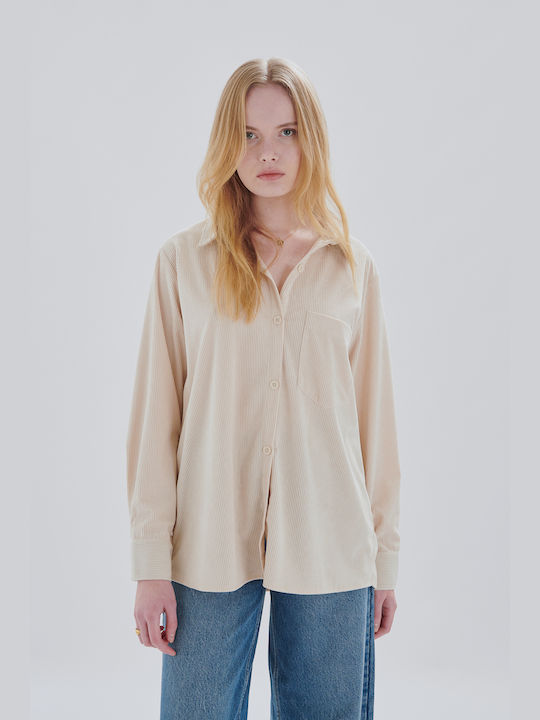 24 Colours Langärmelig Damen Hemd Beige