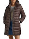 Maddie Women's Long Puffer Jacket for Winter Brown