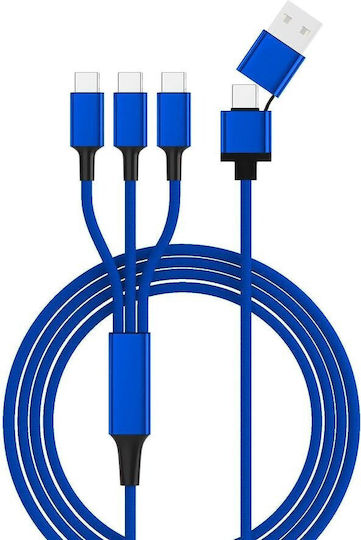 Smrter Hydra Trio USB to Type-C Cable Μπλε 1.2m