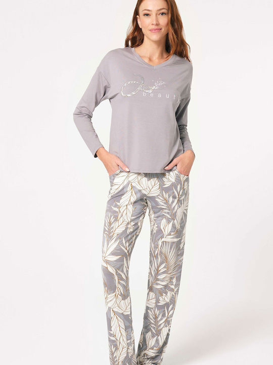 Anil Ev & Ic Giyim Winter Damen Pyjama-Set Gray