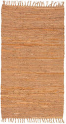 Πέρσικα Leather Rugs Solid Δερμάτινο με Κρόσια 70x130cm Dark Camel