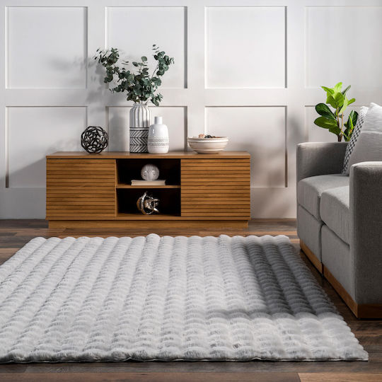 Saray Home Solid Design Anti-slip Rug Rectangular Shaggy Furry Gray