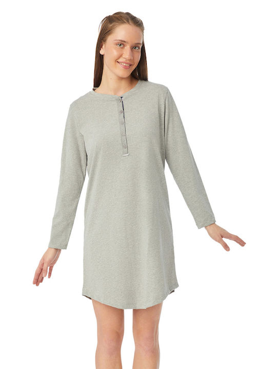 Minerva Winter Cotton Women's Nightdress Gray