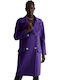 Cappotto Γυναικείο Μωβ Παλτό Oversized με Κουμπιά