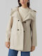Women's Beige Coat with Buttons