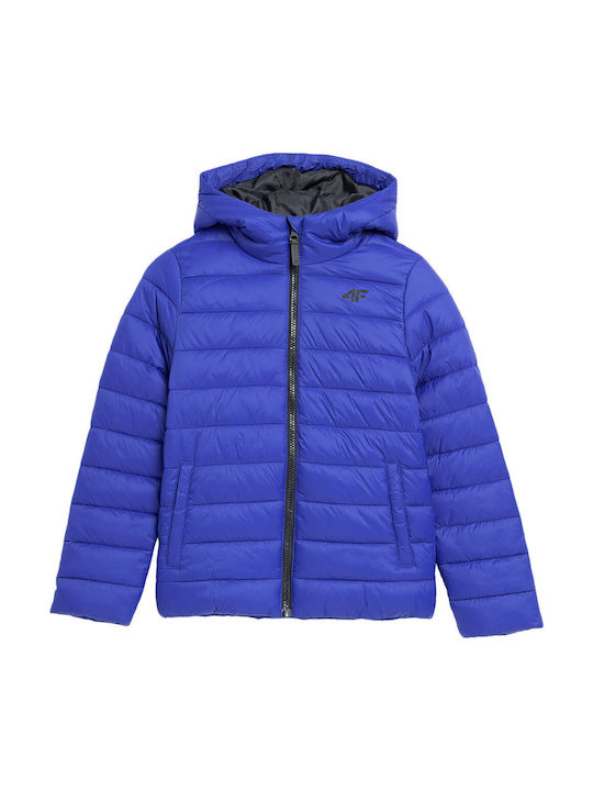 4F Παιδικό Casual Μπουφάν με Κουκούλα Μπλε