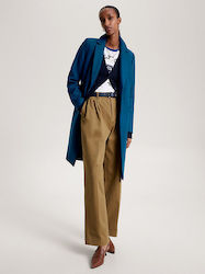 Tommy Hilfiger Women's Midi Coat with Buttons Blue