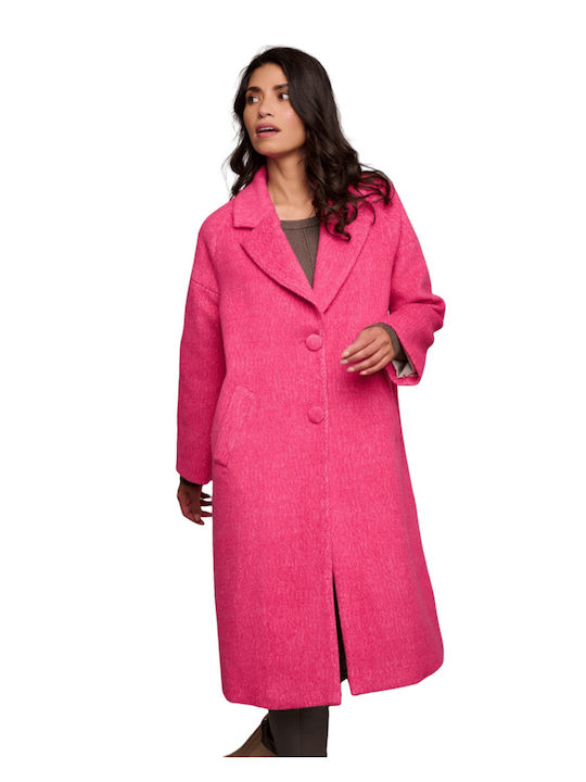 Rino&Pelle Women's Midi Coat with Buttons Pink
