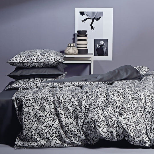 Kentia Sheet Sets Queen 240x270cm. Fazel 22 Dark Grey-Silver 4pcs