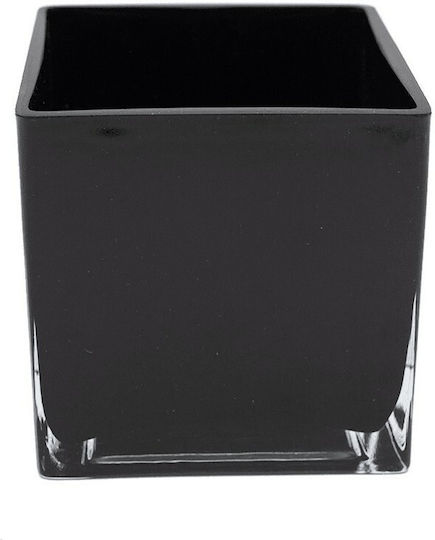 Dekorative Schale Glas Schwarz 12x12x12.5cm