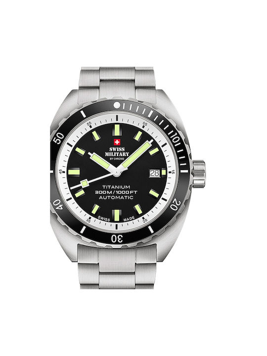 Swiss Military by Chrono Diver Watch Automatic with Silver Metal Bracelet