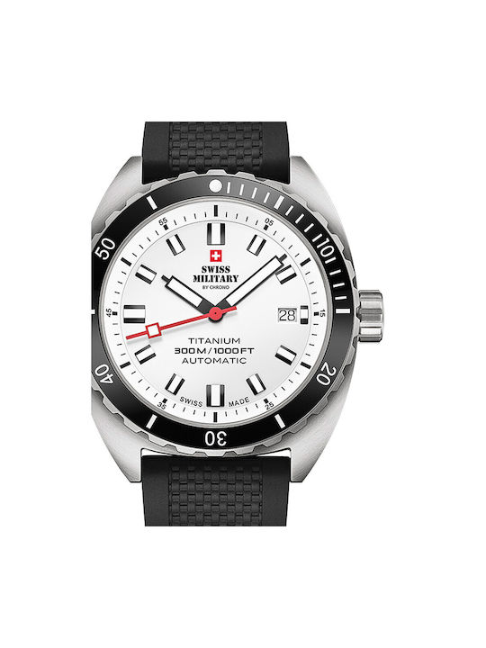 Swiss Military by Chrono Diver Watch Automatic with Silver Rubber Strap