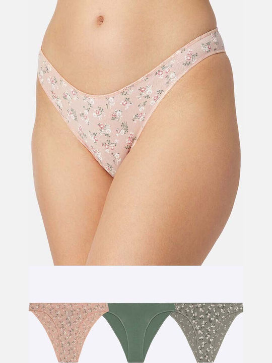 Miss Βαμβακερά Дамско Слип 3Pack без Шевове Каки