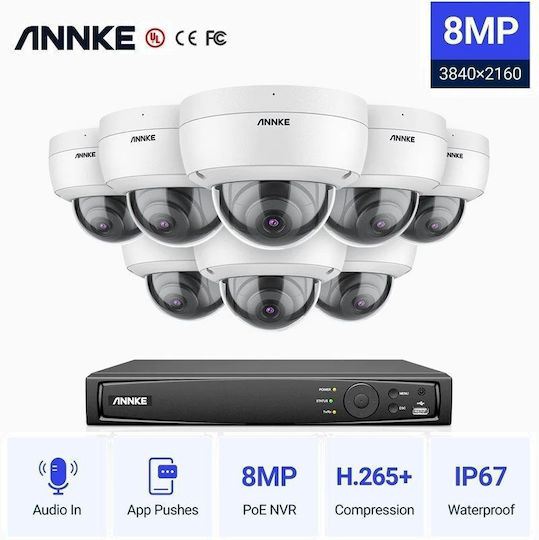 Annke Überwachungssystem 8 Kameras Kameras IP 8MP mit Rekorder NVR