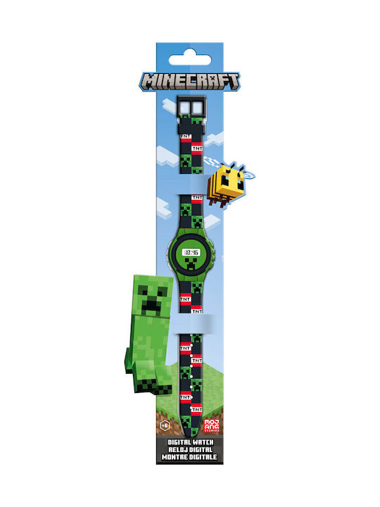 Kids Licensing Ceas digital pentru copii Minecraft cu curea din cauciuc/plastic Verde