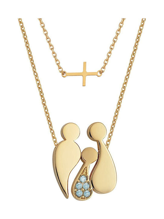 Verorama Double Family Necklace Made of Gold Pl...