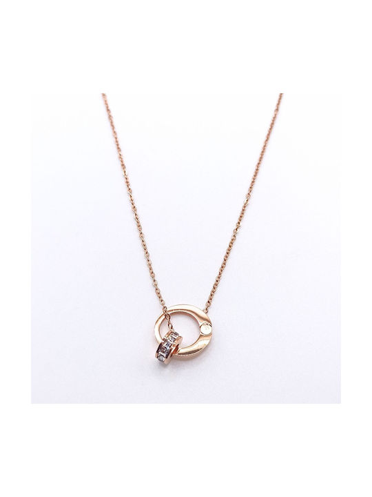 Charmy Necklace from Gold Plated Steel with Zircon