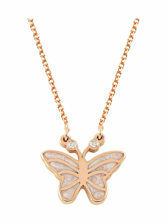 Ekan с дизайн Пеперуда от Розово злато 14K с Диамант