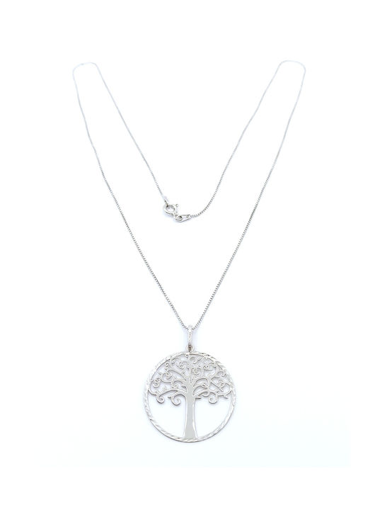 PS Silver Γυναικείο Κολιέ Δέντρο με Διαμάντι από Ασήμι σε Λευκό χρώμα