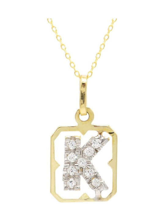 Ortaxidis Necklace Monogram from Gold 14K with Zircon