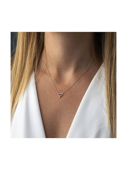 George Art Jewels Necklace with design Heart from Gold 14K with Zircon
