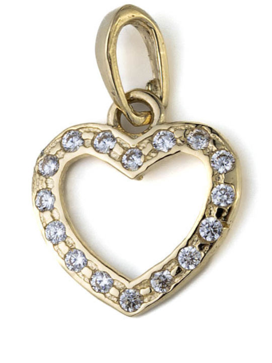 George Art Jewels Κολιέ με σχέδιο Καρδιά από Χρυσό 14Κ με Ζιργκόν