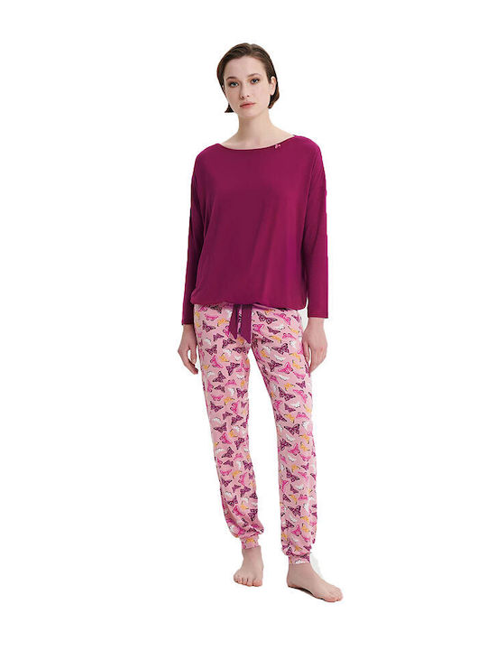 Vamp De iarnă Set Pijamale pentru Femei Roz