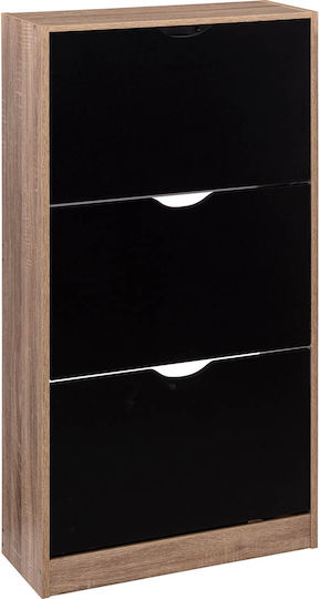 Wooden Shoe Organizer Wardrobe Black with Tilting Shelves M60xD23xH119cm