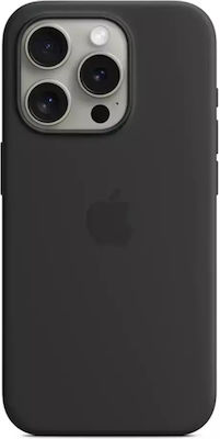 Apple Silicone Case with MagSafe Umschlag Rückseite Silikon Schwarz (iPhone 15 Pro)