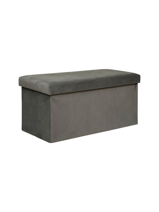 Stool For Living Room With Storage Space Upholstered with Velvet A-s Liloy Gray 76x38x38cm