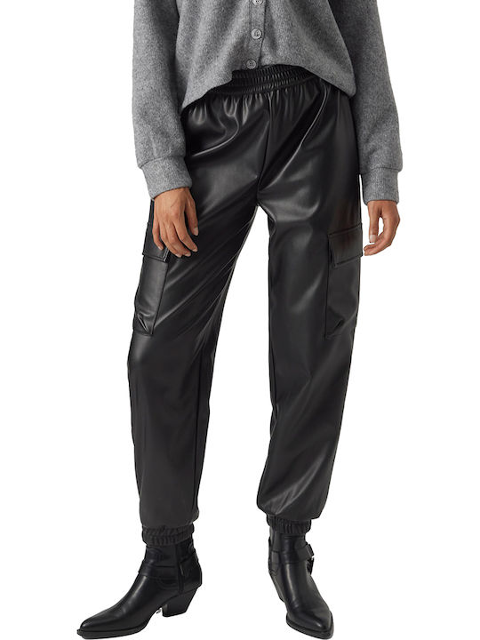 Damen Stoff Cargo Hose Schwarz